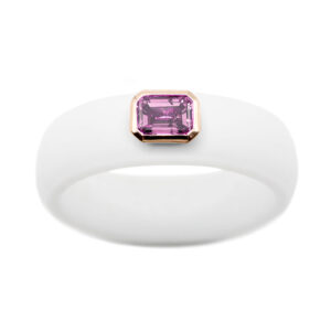Emerald Cut Pink Sapphire Silicone Ring