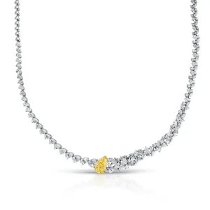 Pear Shape Yellow Diamond and Mix Cut Necklace