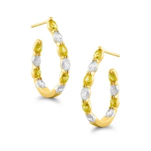 JB Star Fancy Yellow Diamond Hoop Earrings 7377-004