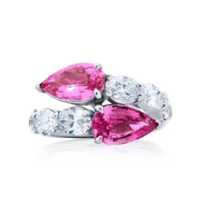 JB Star No-Heat Pear-Shaped Pink Sapphires Ring 7384-020